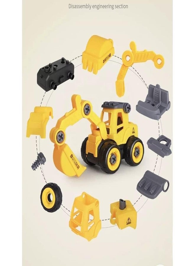 GETNAKSH Unbreakable Construction Vehicles for Kids Pretend Play Toy Trucks Bulldozer Play Set Building Vehicles Set for Kids 3-14 Years Excavator Pack of 4 (DIY 4Set)|Multicolor - Image 4